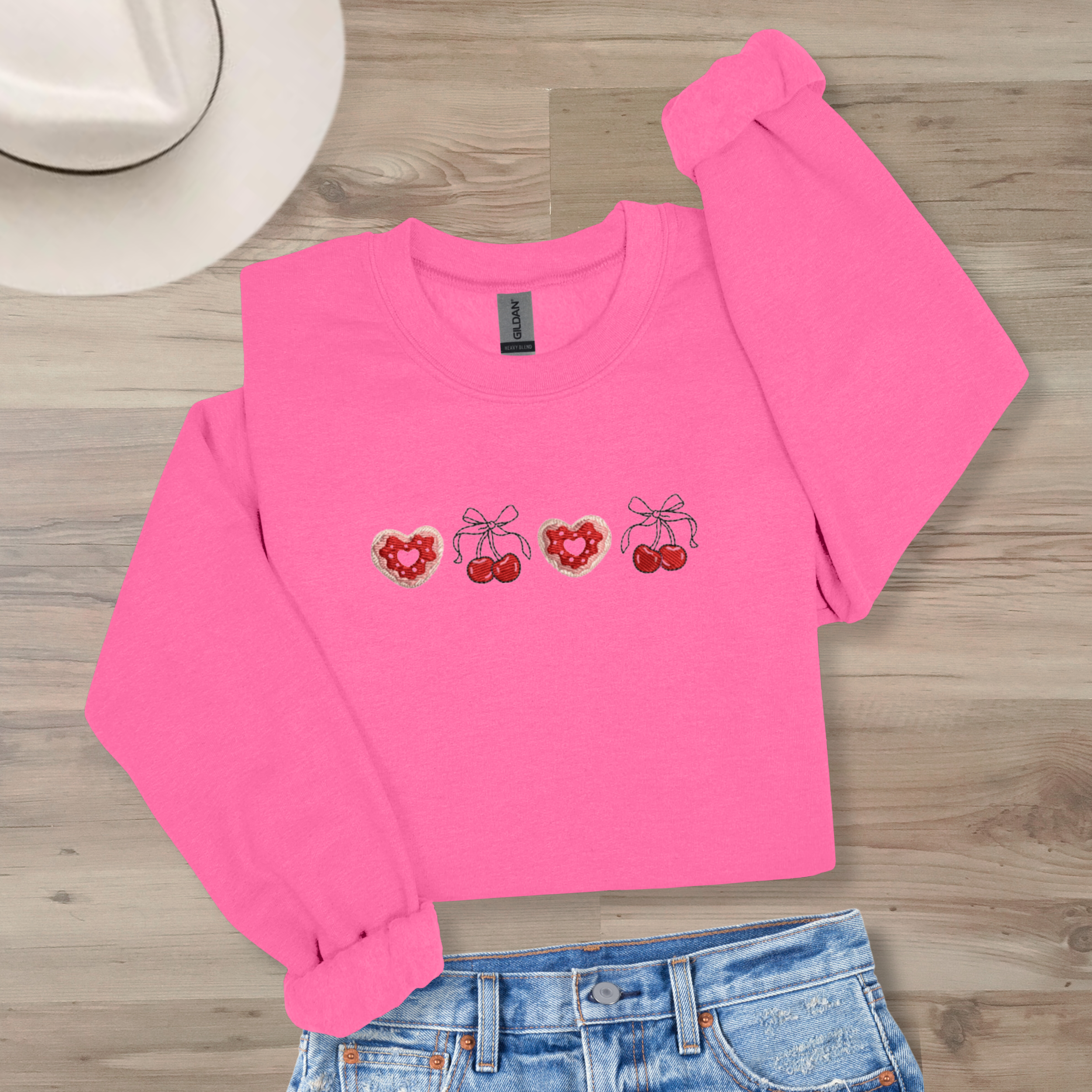 *EMBROIDERED* Valentine Heart Cookie & Cherry Sweatshirt
